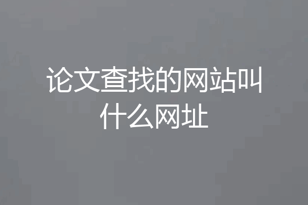 论文查找的网站叫什么网址