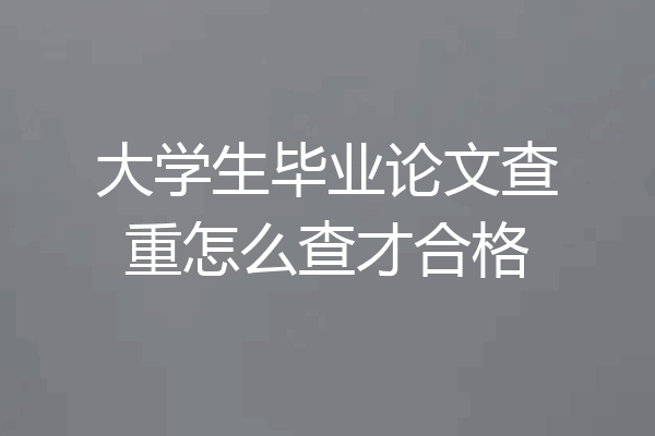 大学生毕业论文查重怎么查才合格