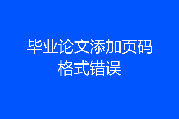 毕业论文添加页码格式错误