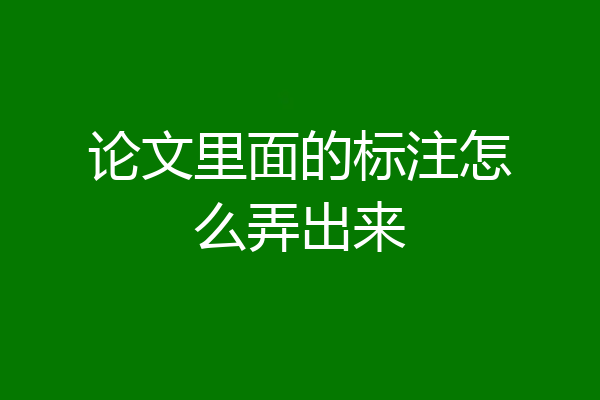 论文里面的标注怎么弄出来