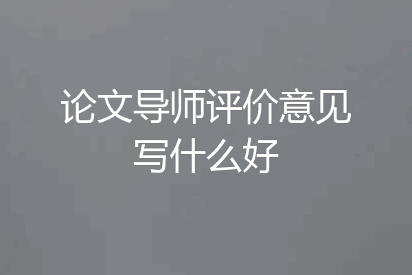 论文导师评价意见写什么好