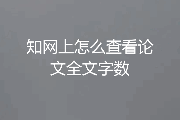 知网上怎么查看论文全文字数