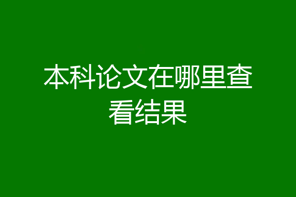 本科论文在哪里查看结果