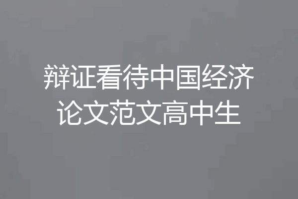 辩证看待中国经济论文范文高中生