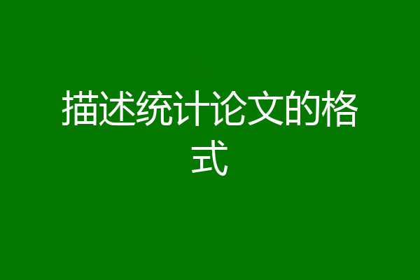 描述统计论文的格式