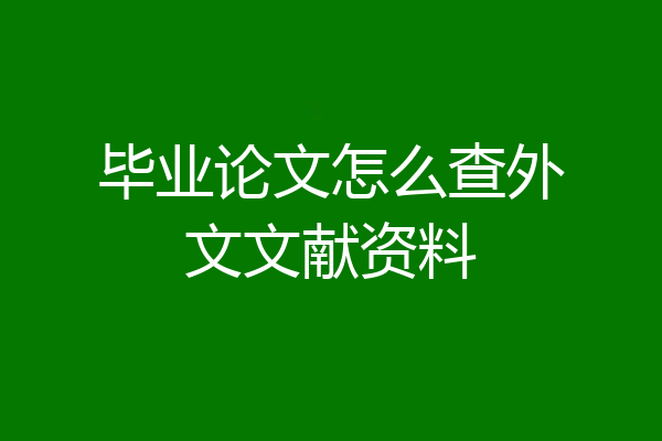 毕业论文怎么查外文文献资料