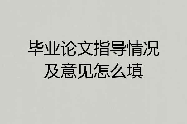 毕业论文指导情况及意见怎么填