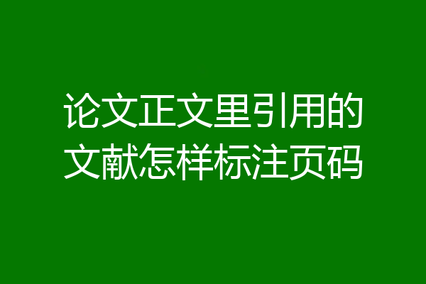 论文正文里引用的文献怎样标注页码