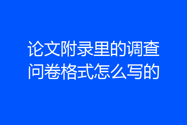 论文附录里的调查问卷格式怎么写的