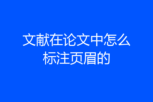 文献在论文中怎么标注页眉的