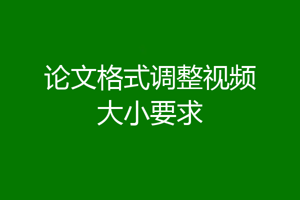 论文格式调整视频大小要求
