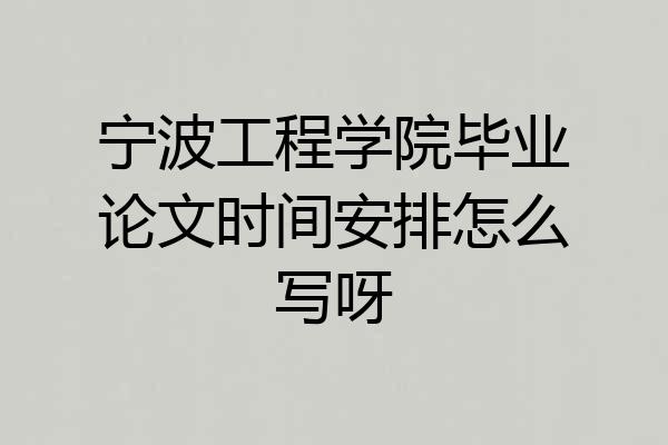 宁波工程学院毕业论文时间安排怎么写呀