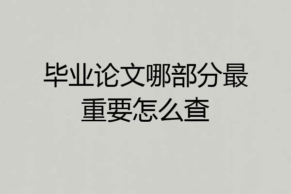 毕业论文哪部分最重要怎么查