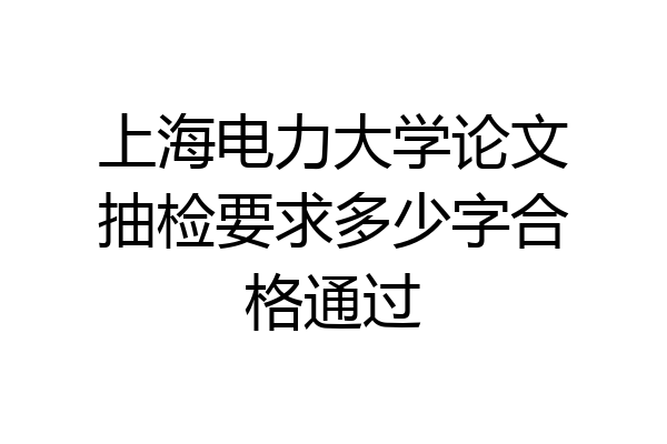 上海电力大学论文抽检要求多少字合格通过