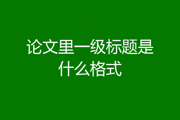 论文里一级标题是什么格式