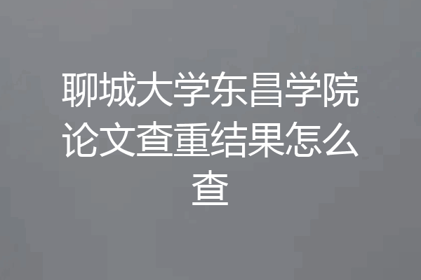 聊城大学东昌学院论文查重结果怎么查
