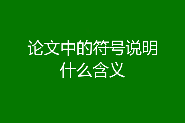 论文中的符号说明什么含义