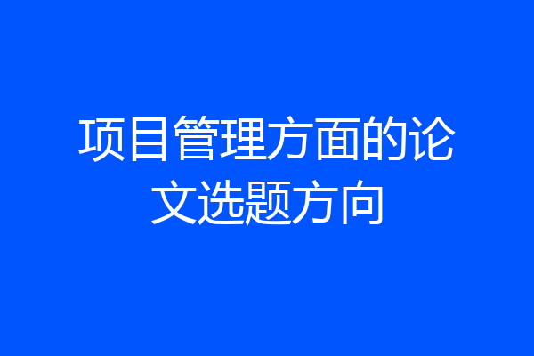 项目管理方面的论文选题方向