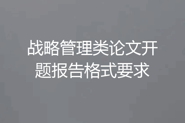 战略管理类论文开题报告格式要求