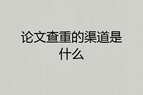 论文查重的渠道是什么