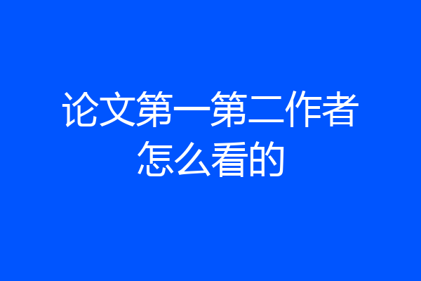论文第一第二作者怎么看的