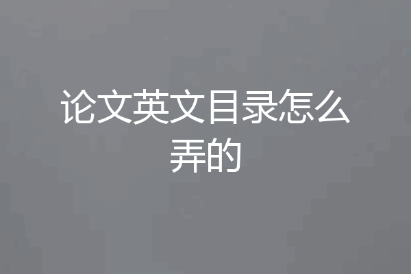 论文英文目录怎么弄的