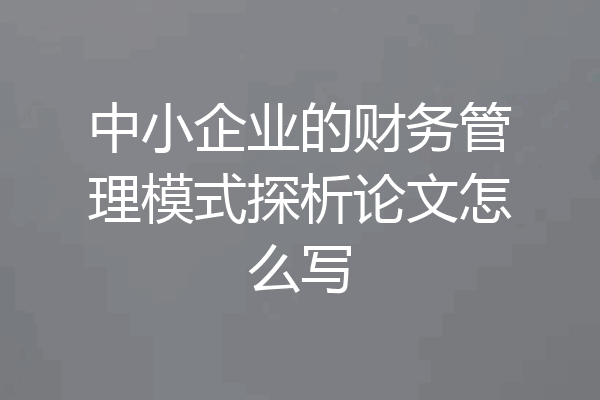 中小企业的财务管理模式探析论文怎么写