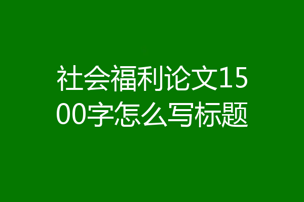 社会福利论文1500字怎么写标题