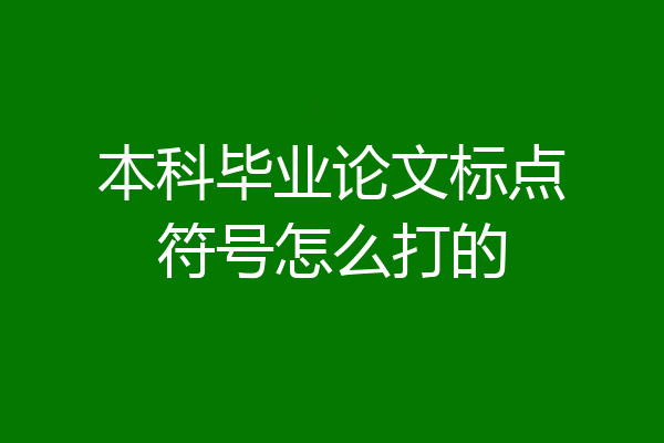 本科毕业论文标点符号怎么打的