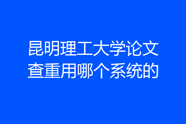 昆明理工大学论文查重用哪个系统的
