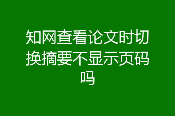 知网查看论文时切换摘要不显示页码吗