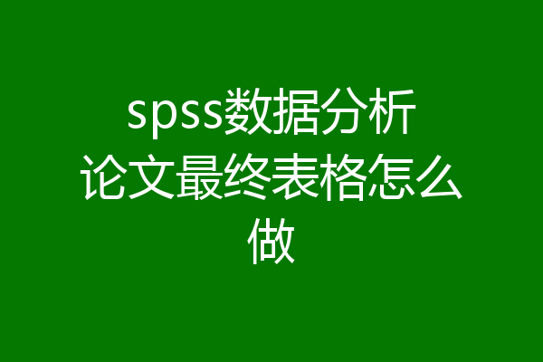 spss数据分析论文最终表格怎么做