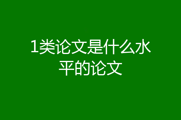 1类论文是什么水平的论文