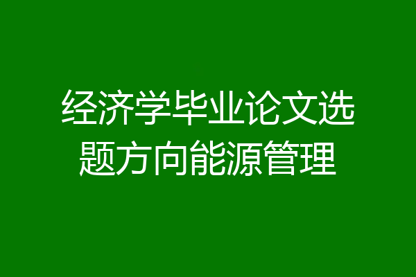 经济学毕业论文选题方向能源管理