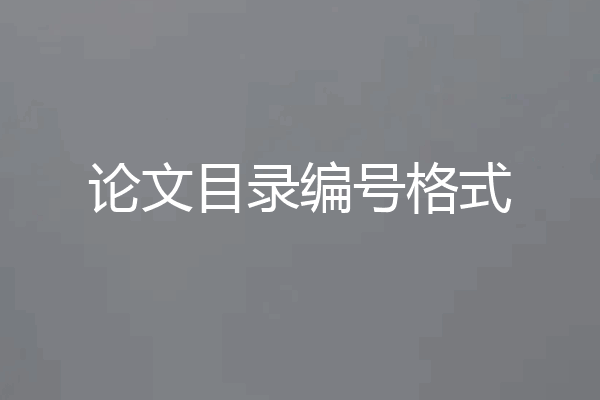 论文目录编号格式