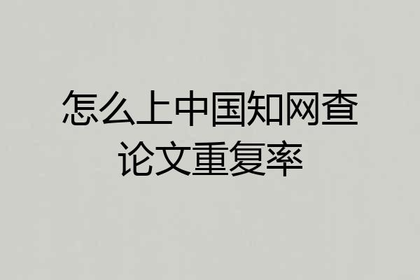 怎么上中国知网查论文重复率