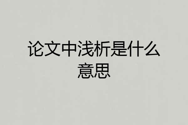论文中浅析是什么意思