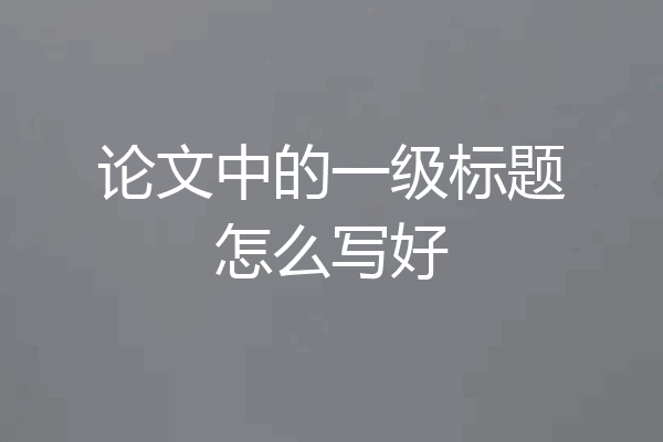 论文中的一级标题怎么写好