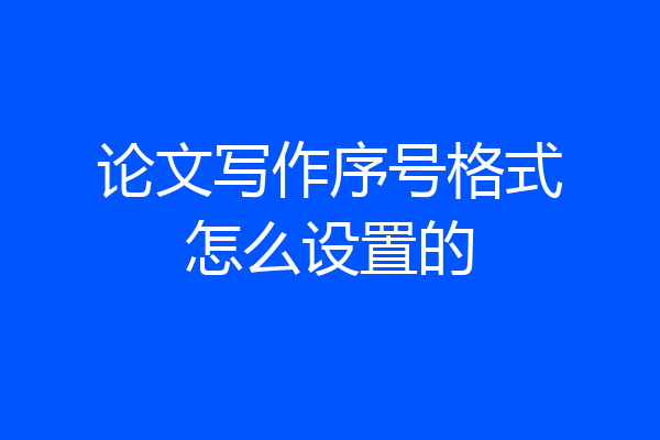 论文写作序号格式怎么设置的
