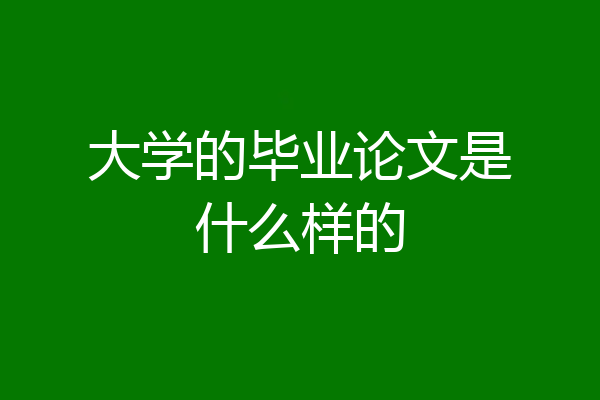 大学的毕业论文是什么样的