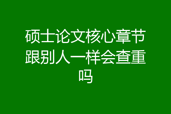 硕士论文核心章节跟别人一样会查重吗