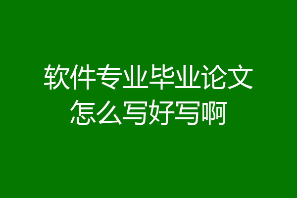 软件专业毕业论文怎么写好写啊