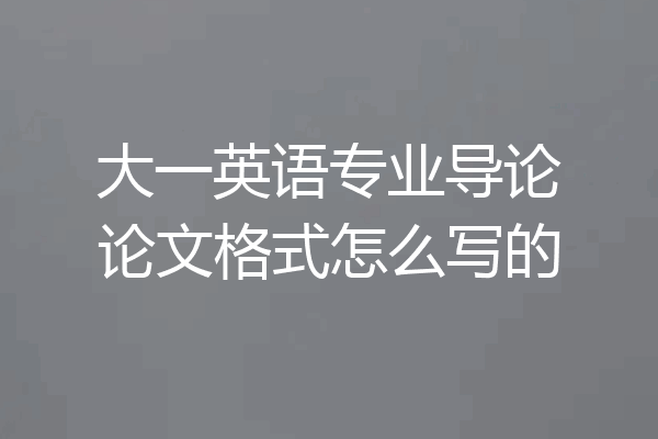 大一英语专业导论论文格式怎么写的