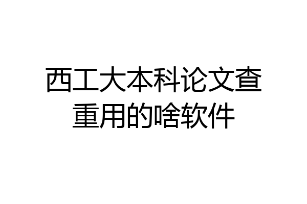 西工大本科论文查重用的啥软件