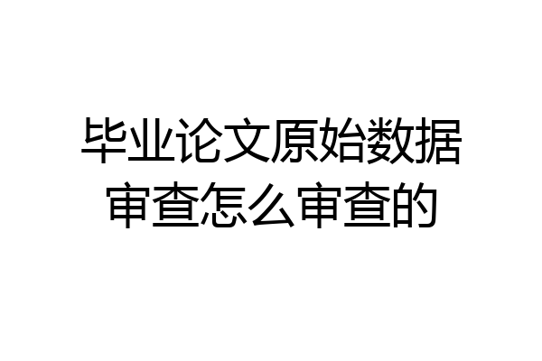 毕业论文原始数据审查怎么审查的