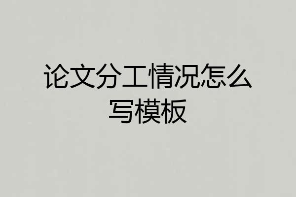 论文分工情况怎么写模板