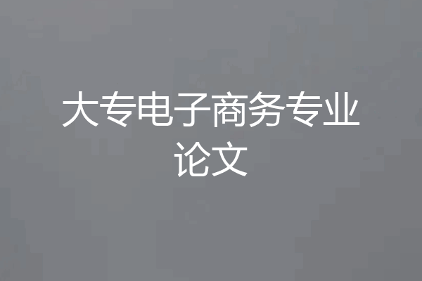 大专电子商务专业论文