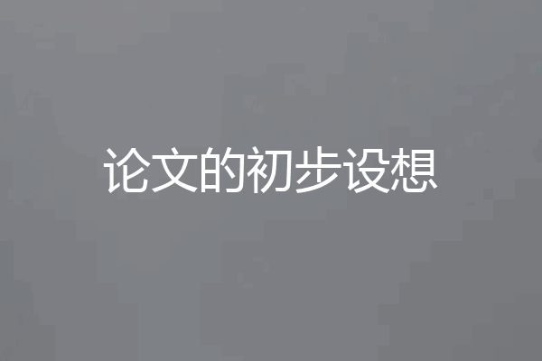 论文的初步设想