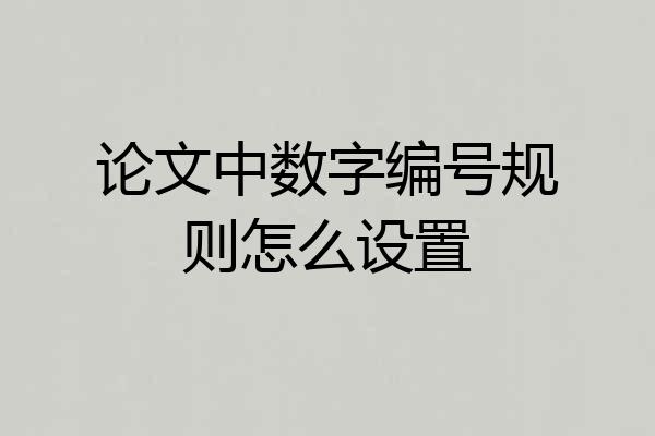 论文中数字编号规则怎么设置