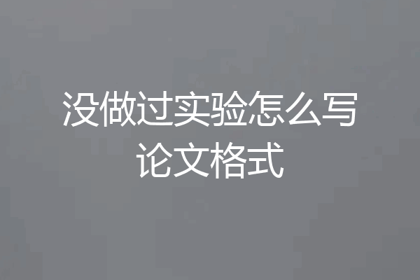 没做过实验怎么写论文格式